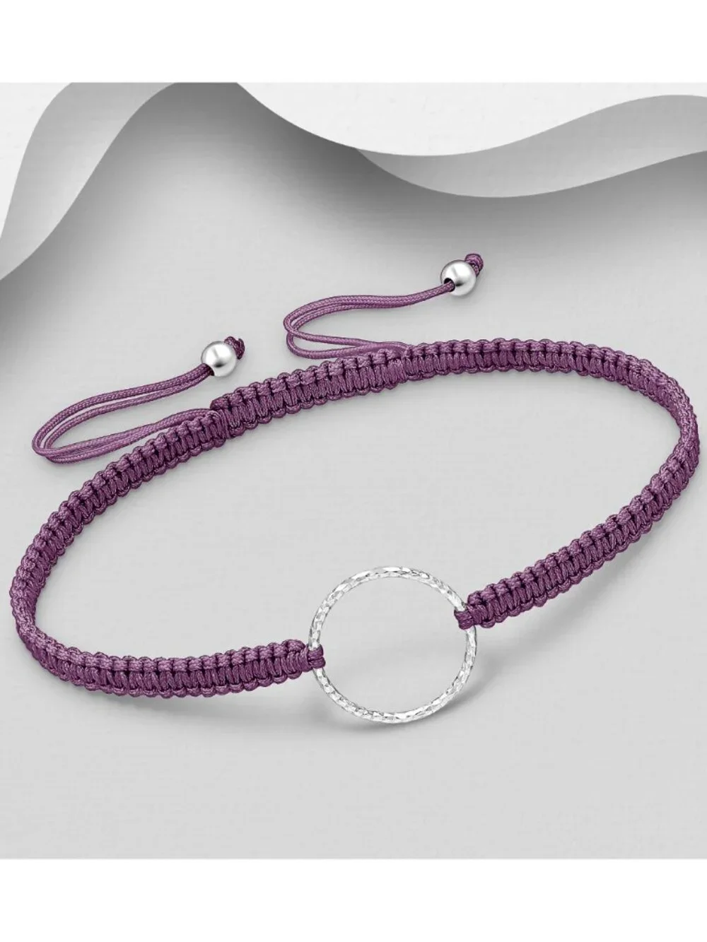 925 Sterling Silver Circle Adjustable Thread Bracelet